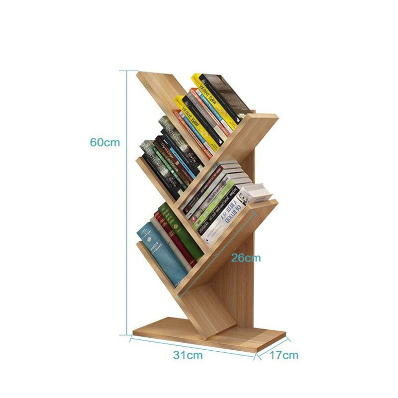 Etagère bibliothèque à livres TEA forme d'arbre 10 niveaux bois noir et  étagères façon hêtre